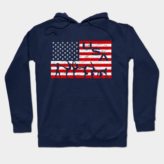 USA Tumbling Beam American Flag Girl's Gymnastics Hoodie by TeeCreations